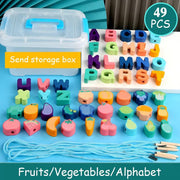 Wooden Lacing Beads for Kids
