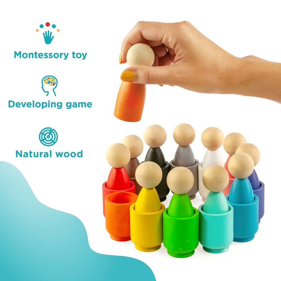Peg Dolls & Cups Montessori Set
