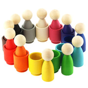 Peg Dolls & Cups Montessori Set
