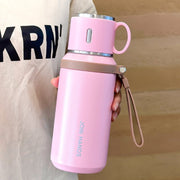 🥤❄️1PCS 600ml 316 stainless steel vacuum insulated bottle, 21oz double-walled insulated cup with dual lids
