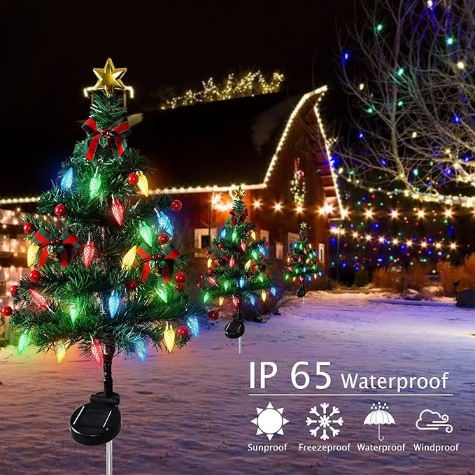 🎄 Solar Christmas Tree Light – Add Holiday Magic to Your Outdoors